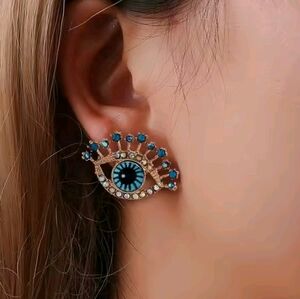Blue Crystal Evil Eye Stud Earrings for Women🔥✨️🎱💙🛕🕌⛪️🪬🧿